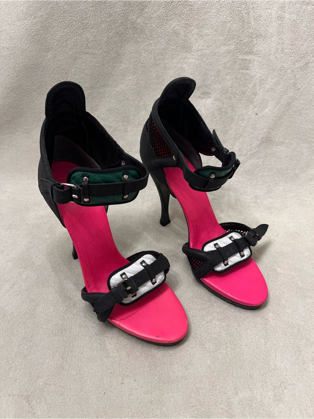 Balenciaga  LEGO Black & Pink Ankle-Strap Sandals